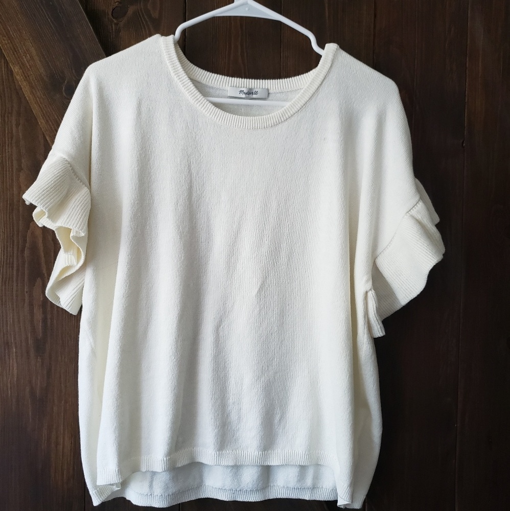 NWT Madewell Ruffle Sleeve Sweater Tee